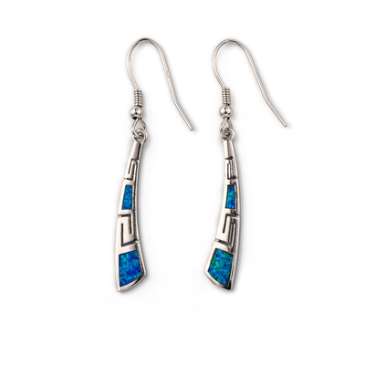 Met Sterling Blue Opal Dangle Earrings met Griekse Zeer belangrijke Unieke uitstekende ontwerpoorringen voor Vrouwen