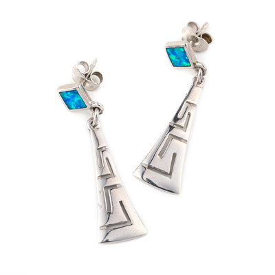 Met Sterling Blue Opal Dangle Earrings met Griekse Zeer belangrijke Unieke uitstekende ontwerpoorringen voor Vrouwen