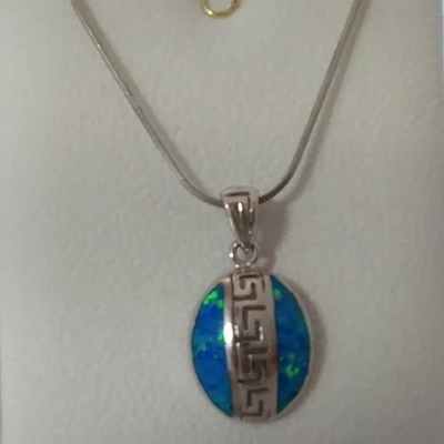 Zeer belangrijk Ontwerp Meandros Opal Pendant Necklace With 925 Sterling Silver