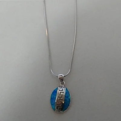 Zeer belangrijk Ontwerp Meandros Opal Pendant Necklace With 925 Sterling Silver