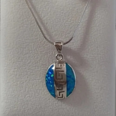Zeer belangrijk Ontwerp Meandros Opal Pendant Necklace With 925 Sterling Silver