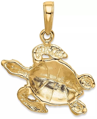 Van de de Charmetegenhanger van de zeeschildpadparel de Geschikte Euro Stijl in het Gele Goud van 14k