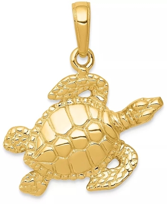 Van de de Charmetegenhanger van de zeeschildpadparel de Geschikte Euro Stijl in het Gele Goud van 14k