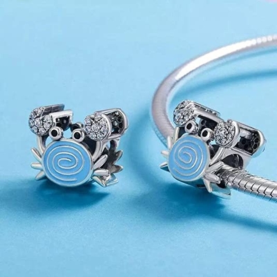 Blauwe Meerminstaart &amp; Shell Pearl Charm 925 Sterling Silver Ocean Charm Beads voor Armband &amp; Halsband