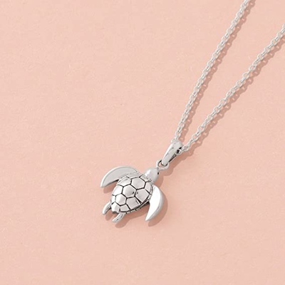 De Tegenhangerhalsband van Sterling Silver Sea Turtle Animal van Bomajuwelen, 18 Duim
