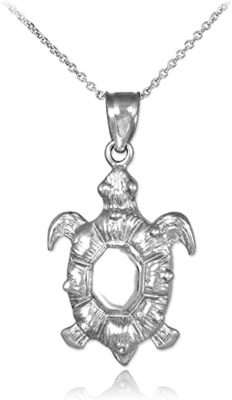 De Tegenhangerhalsband van Sterling Silver Sea Turtle Animal van Bomajuwelen, 18 Duim
