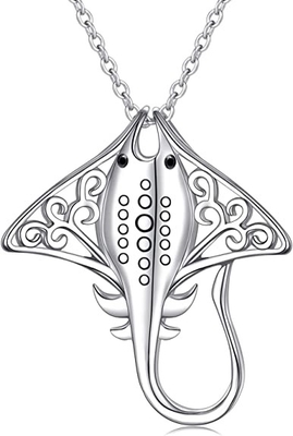 Dameboom 925 Sterling Silver Stingray Necklace Manta Ray Turtle Dolphin Charm