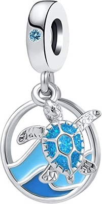 Tropische Zeester &amp; Overzees Shell Hanging Charm - 925 Sterling Silver Beads - Europese de Charmearmband van de Stijlparel
