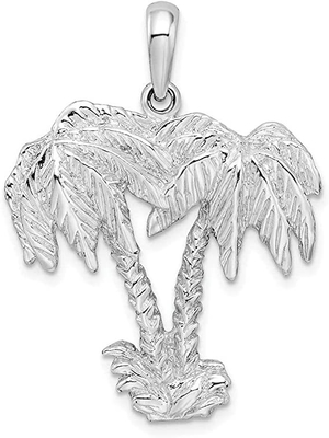 De Familieverjaardag van de liefde Dierlijke Charme met Sterling Silver Polished Palm Tree-Tegenhanger