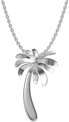 Zilveren Glimlach - de Stevige Sterling Silver Beautiful Tropical Palm-Halsband van de Boomtegenhanger, met 17.5inch-Ankerketting voor Vrouwen