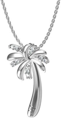 Zilveren Glimlach - de Stevige Sterling Silver Beautiful Tropical Palm-Halsband van de Boomtegenhanger, met 17.5inch-Ankerketting voor Vrouwen