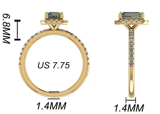 OV6X8mm14k Stevige Gouden Juwelen, Rechthoek 1,3 Karaat Diamond Engagement Ring