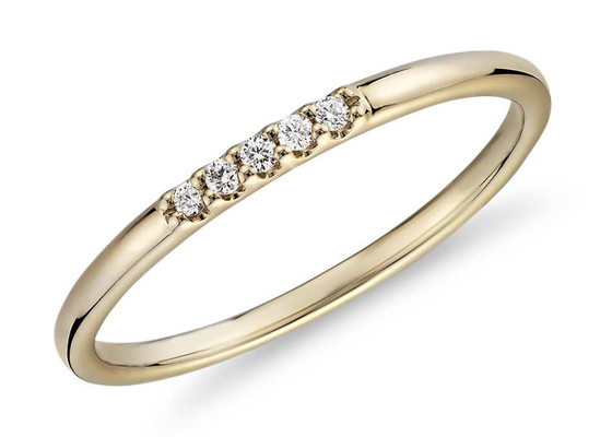 Gouden Ring 2MM van 0.05ct 5pcs 9K met Natuurlijke Diamant voor Overeenkomstenodm