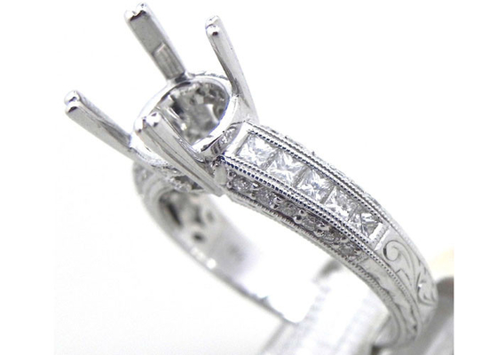 Dia 3x3mm Semi 1.08Ct zet ODM van de Juwelenring voor het Materiaal van het Overeenkomsten18k Witgoud op