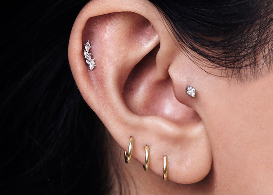 Schroef die 14K Gouden Clicker voor Kraakbeen Tragus 16g-40g doordringen