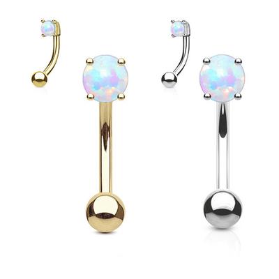 25mm Nagel van de Lengte18k de Gouden Neus, OEM het Opaal van Neusring piercing with white fir