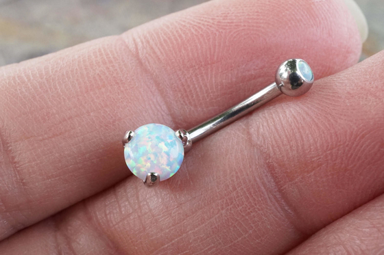 25mm Nagel van de Lengte18k de Gouden Neus, OEM het Opaal van Neusring piercing with white fir