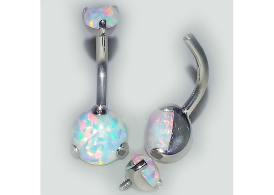 25mm Nagel van de Lengte18k de Gouden Neus, OEM het Opaal van Neusring piercing with white fir