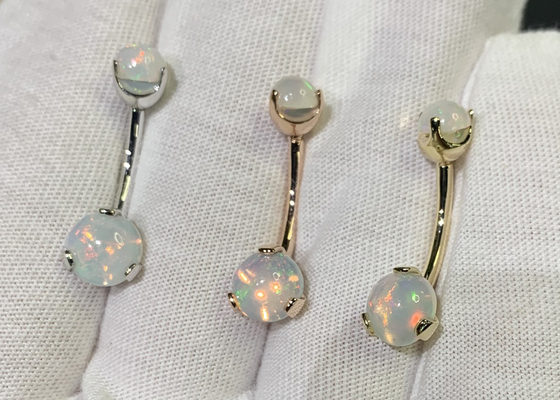 25mm Nagel van de Lengte18k de Gouden Neus, OEM het Opaal van Neusring piercing with white fir