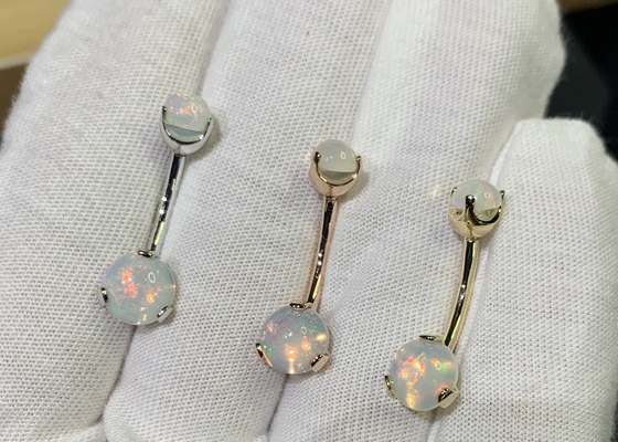 25mm Nagel van de Lengte18k de Gouden Neus, OEM het Opaal van Neusring piercing with white fir