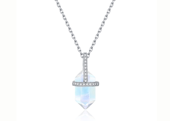Hexagonale Natuurlijke Moonstone-Halsband, van de de Kabelketting van 14k Gouden de Halsband14inch Lengte