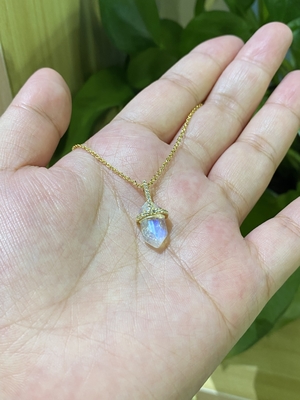 Hexagonale Natuurlijke Moonstone-Halsband, van de de Kabelketting van 14k Gouden de Halsband14inch Lengte