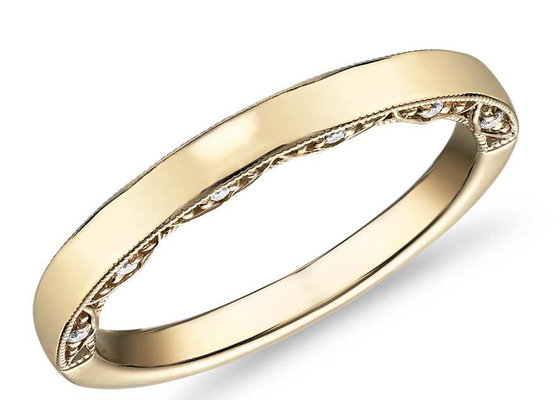 0.12ct de uiterst kleine Gele Gouden Juwelen van 14K, Gele Gouden EX de Besnoeiingsodm van Diamond Wedding Bands