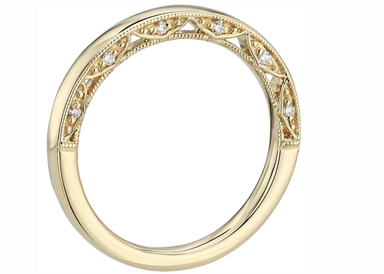 0.12ct de uiterst kleine Gele Gouden Juwelen van 14K, Gele Gouden EX de Besnoeiingsodm van Diamond Wedding Bands