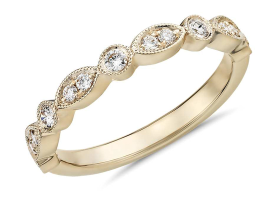 het Goud en Diamond Stacking Rings van 9K 0.13ct 1.5MM ODM van de witdth Ronde besnoeiing