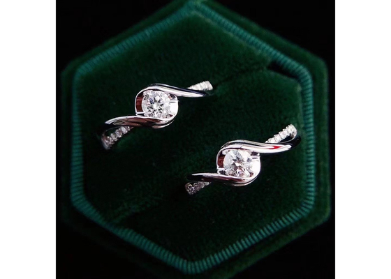 Ronde Materiële ODM van het Besnoeiings0.46ct Echte Diamond Jewellery Ring 14K Witgoud