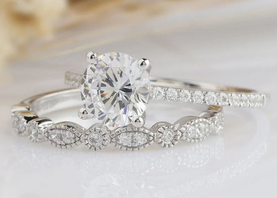 18K witgoud Diamond Engagement Wedding Rings 1.25CT 6.5mm ODM