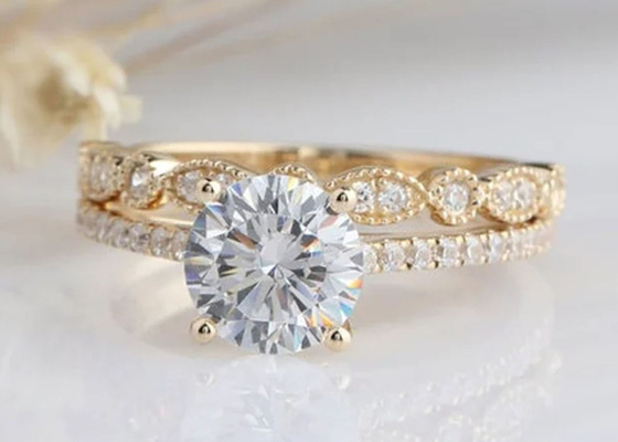 18K witgoud Diamond Engagement Wedding Rings 1.25CT 6.5mm ODM