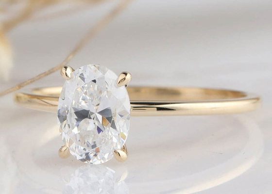 1.5ct het ovaal sneed Laboratorium Gekweekte Moissanite-Rings14k Gouden Materiële 0.7×0.9cm grootte