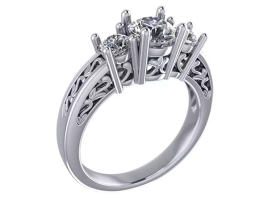 de Stevige Gouden Juwelen van 0.8ct 14k, Riek die RD5.85mm Diamond Three Stone Ring plaatsen