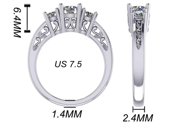 de Stevige Gouden Juwelen van 0.8ct 14k, Riek die RD5.85mm Diamond Three Stone Ring plaatsen