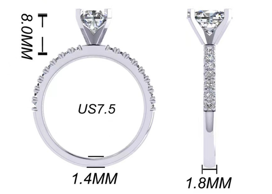 De ronde sneed 1,5 het Gewichtsov8×6mm Grootte van Karaat Ovale Diamond Ring 2.45g voor Overeenkomst