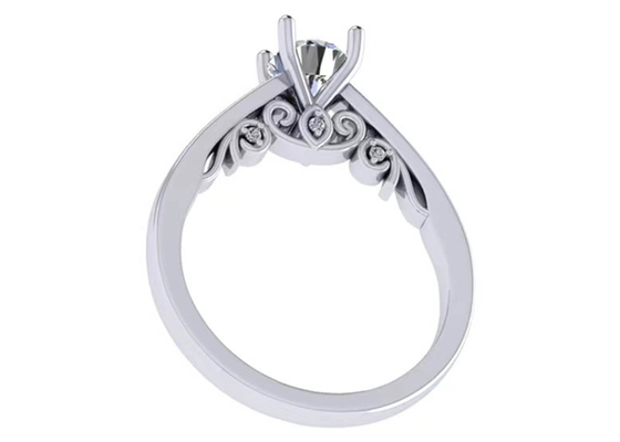 Klauw die 18k-Witgoudtrouwring, GIA 5.35mm Ronde Briljante Besnoeiing Diamond Ring plaatsen