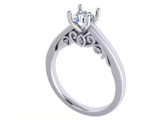 Klauw die 18k-Witgoudtrouwring, GIA 5.35mm Ronde Briljante Besnoeiing Diamond Ring plaatsen