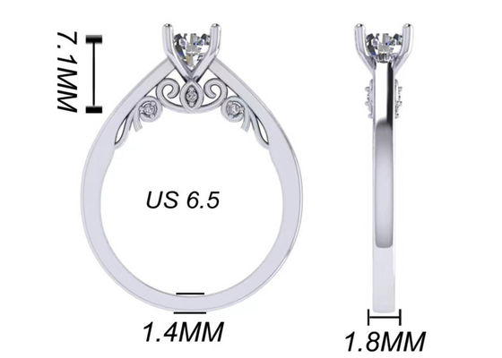 Klauw die 18k-Witgoudtrouwring, GIA 5.35mm Ronde Briljante Besnoeiing Diamond Ring plaatsen