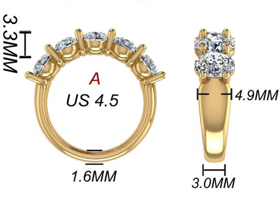 Ovale Diamant18k Rose Gold Ring 6.43x 4.7x 3.03mm Grootte voor Verjaardag