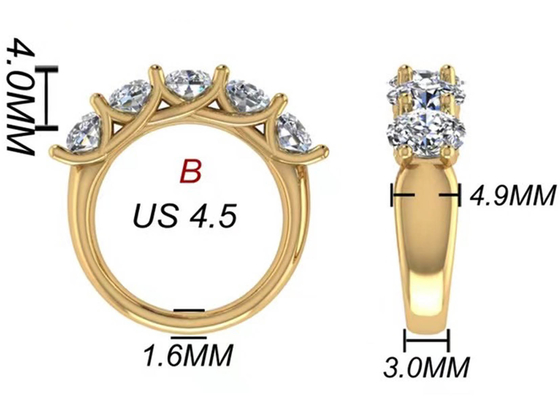 Ovale Briljante Besnoeiings18k Gele Gouden Verlovingsring 6.43x 4.7x3.03mm ODM