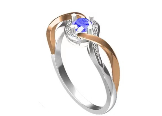 Van de de Juwelenoversteekplaats van Tanzanitejuwelen 14K Stevige Gouden de Bandenrd6.4mm Hoofdsteen