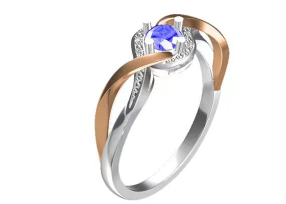 Van de de Juwelenoversteekplaats van Tanzanitejuwelen 14K Stevige Gouden de Bandenrd6.4mm Hoofdsteen
