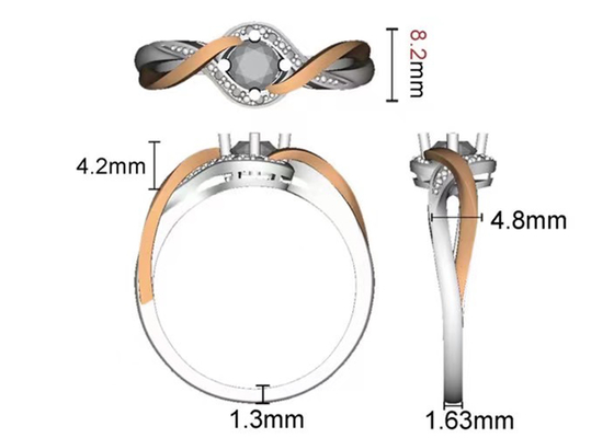 Van de de Juwelenoversteekplaats van Tanzanitejuwelen 14K Stevige Gouden de Bandenrd6.4mm Hoofdsteen