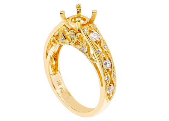 de rings18k Geel Gouden Materiaal van 6pcs 0.07ct Diamond Semi Mount Jewelry