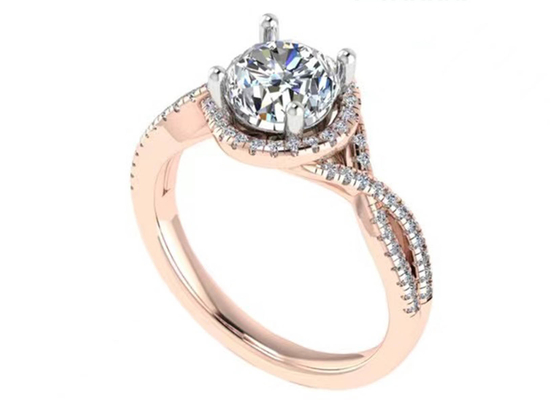Ronde Besnoeiings18k Rose Gold Ring For Engagement S11 SI2 VS1 Gemiddelde Duidelijkheid