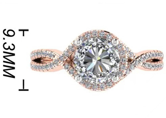 Ronde Besnoeiings18k Rose Gold Ring For Engagement S11 SI2 VS1 Gemiddelde Duidelijkheid