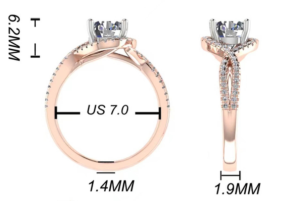 Ronde Besnoeiings18k Rose Gold Ring For Engagement S11 SI2 VS1 Gemiddelde Duidelijkheid