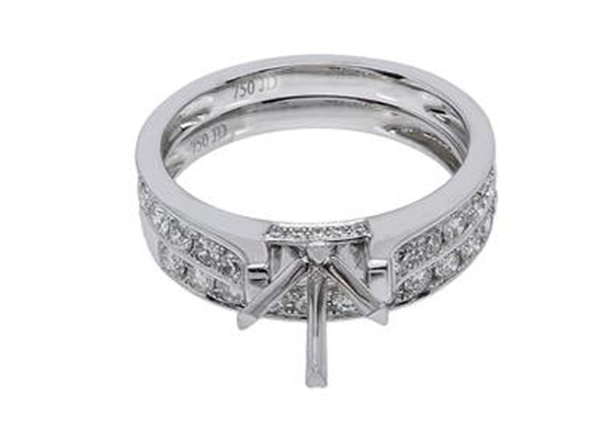 Dubbele Ronde Vormverlovingsring, OEM van de het Witgoudring van 0.72ct 18K ODM