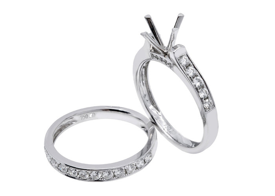 Dubbele Ronde Vormverlovingsring, OEM van de het Witgoudring van 0.72ct 18K ODM